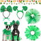 4 Pcs St Patrick's Day Dog Costume - Tutu for Dogs, Sequins Bowtie, Shamrock Headband, Green Puppy Skirt for Irish Party