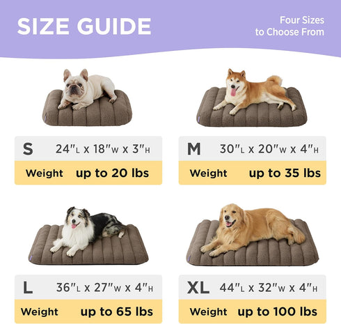 Lesure 4 Inch Thick Orthopedic Foam Dog Bed, Large Dogs, Waterproof Chic Flat Bed with Removable Cover, Cute Fuzzy