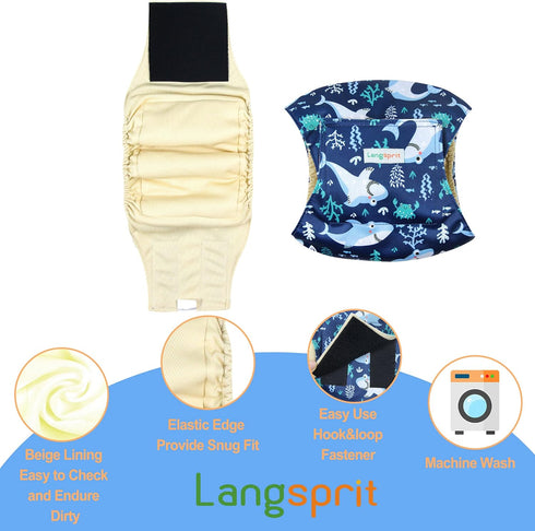 (Pack 3) (Medium,Waist:14-16.5 inches) Langsprit Male Belly Bands for Dogs of - Dog Diapers Male - High Absorbing Dog