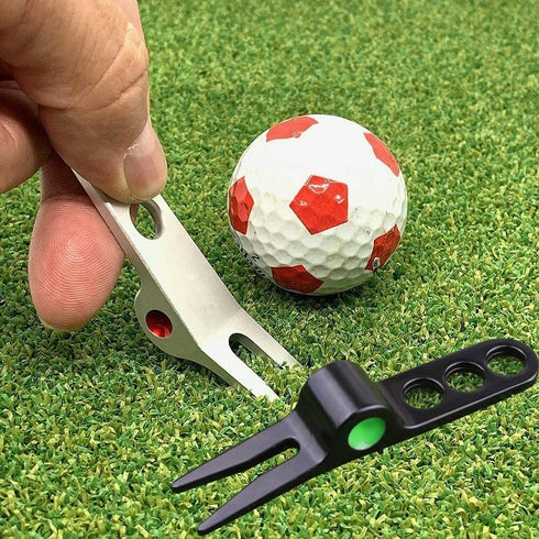 GANPUB 1Pc Silver Golf Ball Fork Pivot Divot Repair Tool Compatible Golf Divot Tools On-Course Accessories Divot Tools