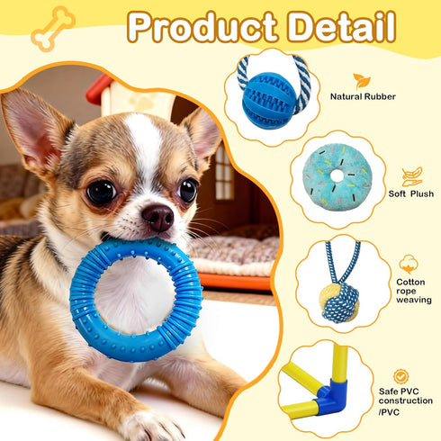 Bhyhok 8 Puppy Play Gym with Hanging Toys, Indoor Activity Gym for Small Dog with Enrichment Interactive Toy Adjustable