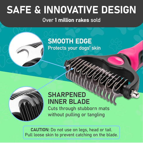 Maxpower Planet Hair Brush - Double Sided Shedding, Dematting Undercoat Rake for Dogs, Cats, Extra Wide Brush