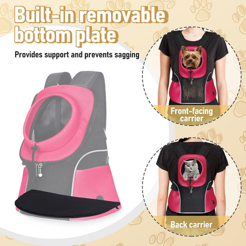 WOYYHO Pet Dog Carrier Backpack, Ventilated Mesh Front Backpack for Small Dogs, Safety Belt for Travel & Hiking