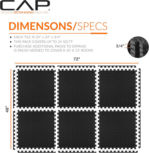 3/4 CAP Puzzle Exercise Mats | Thick EVA Interlocking Foam Tiles for Home Gym Flooring | Multiple Options