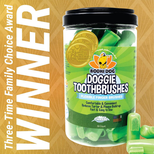 (50 Count) Bodhi Dog Finger Toothbrush for Dogs & Cats - Puppy Toothbrush with Soft Flexible Silicone Bristles, Gentle