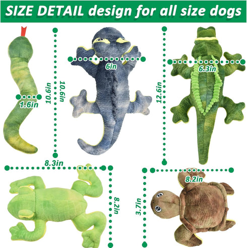 5 Pack LECHONG Stuffed Animal Dog Toys, Tough Squeaky Dog Toys, Plush Toys Assortment, Great Value Pet Toys Bundle