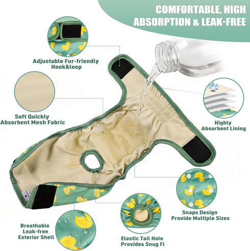 5 Pack, Langsprit Female Dog Diapers for Doggie Puppy,Reusable Dog Period Diapers Female for Heat Peeing,Small Medium