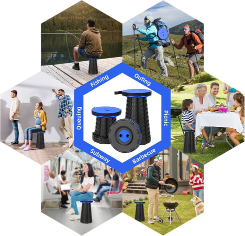400lbs Qiguet Collapsible Stool, Folding Chair - Upgraded Portable Chair with Load Capacity, Perfect for Camping