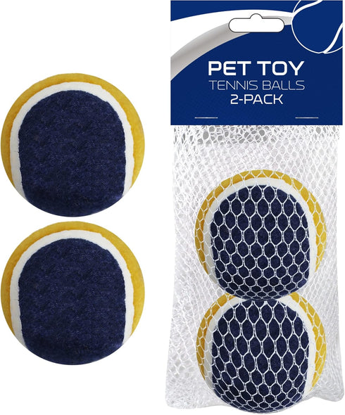 Pets First Tennis Balls Dog Toy Tough Throwing Tennis Ball Set, Tennis Toy for Dogs & Cats. Play Tennis with Your Pet with This Dog Ball Toy, 2 PC TENNISBALLS Blue/Gold