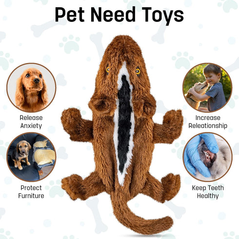 Chipmunk Flat NO Stuffing NO Squeak Plush Dog Toy, Funny Style for Small and Medium Dogs, 21 INCH Long