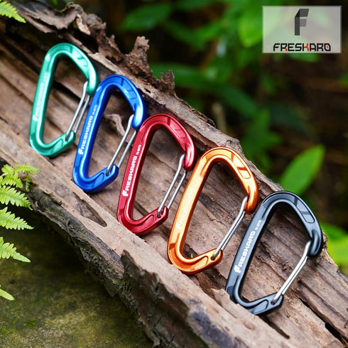 FresKaro 5pcs Nano Carabiner Clips, 8kN 1798lbs Small Sturdy Reliable Strong Spring Wiregate (Choice of 5 Colors)