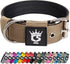 TSPRO Tactical Dog Collar, 1.5 inch Wide Military Grade, Heavy Duty Metal Buckle, Fits 20.5-23.5 inches Neck, Khaki, L
