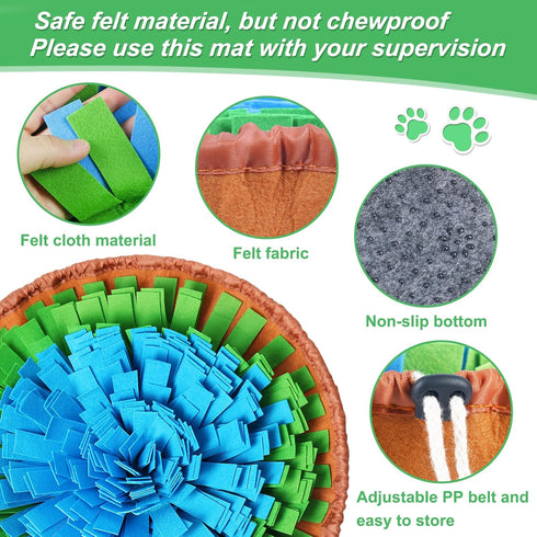 Vivifying Snuffle Mat for Dogs, Adjustable Treats Feeding Mat for Slow Eating and Keep Busy, Interactive Dog Puzzle