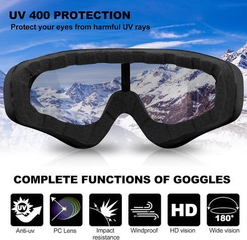 Ski Goggles - Motorcycle Goggles, 3 Pack Snowboard Snow Goggles for Men, Women, Adult, Youth