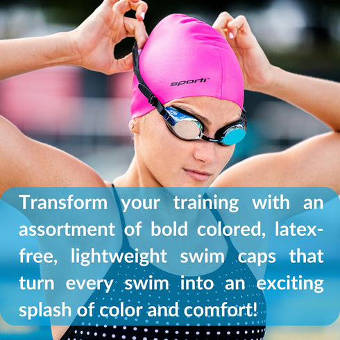 Sporti Solid Ear Protection Silicone Swim Cap