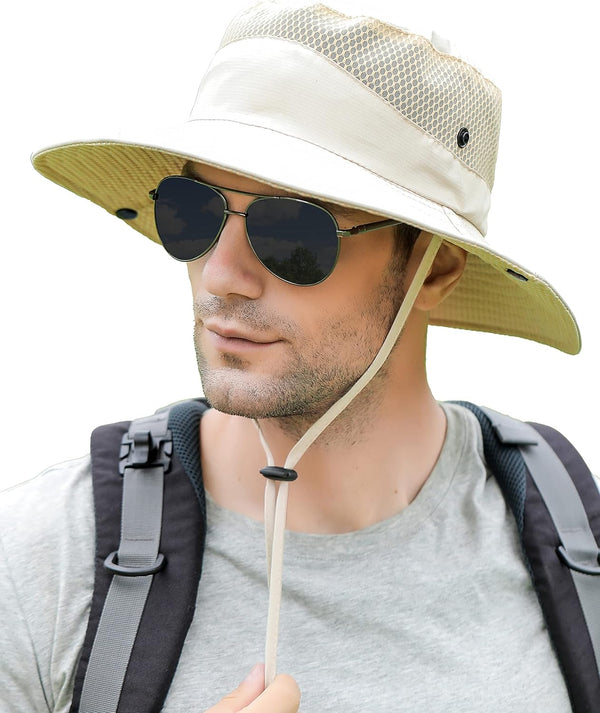 Wide Brim Breathable Mesh Sun Hat for Men and Women by Koreshion, UPF 50+ Waterproof Fishing Hat