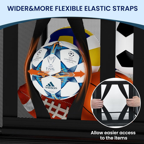 Ball Storage Cart, Sports Equipment Organizer with Wheels, Storing Volleyball, Basketball, Soccer, Baseball and Toy