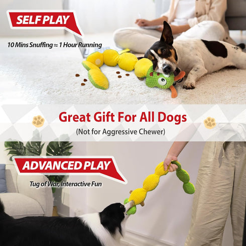 Gigwi Interactive Dog Puzzle Toys, Snuffle Toy Treat Dispensing IQ Training, Cute Caterpillar Design