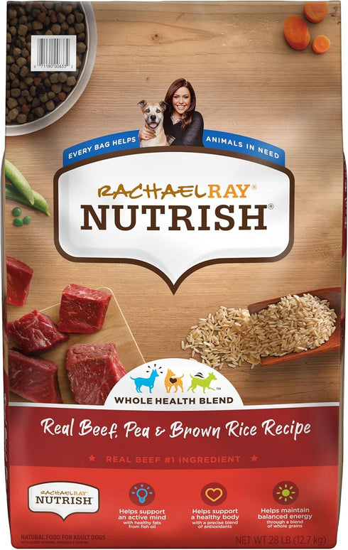 Rachael Ray Nutrish Premium Natural Dry Dog Food, Real Beef, Pea & Brown Rice Recipe, 28 Pounds (Packaging May Vary)