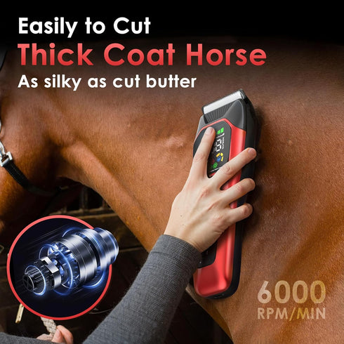 2-Speed Trimmer #066 Horse Clippers,Quiet Horse Grooming Clippers,Rechargeable Pet Shaver with Scissors for Matted Long