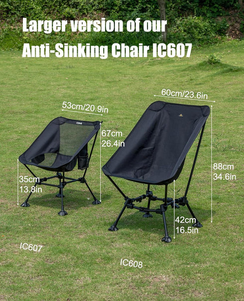 iClimb Compact Camping Chair with Anti-Sinking Feet - Ultimate Comfort