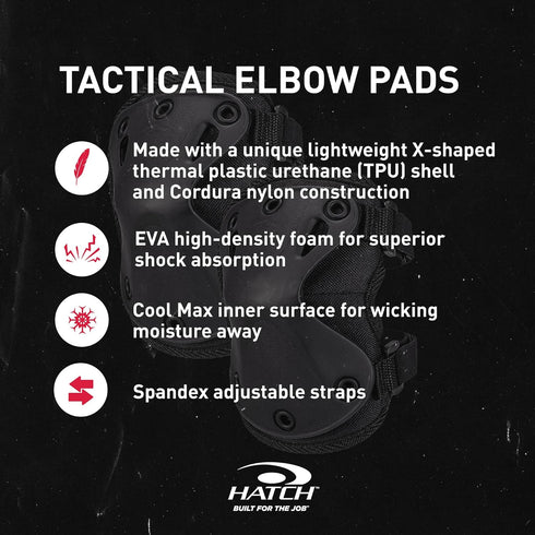 HATCH XTAK Tactical Military Elbow Pads, One Size Fits Most, Black