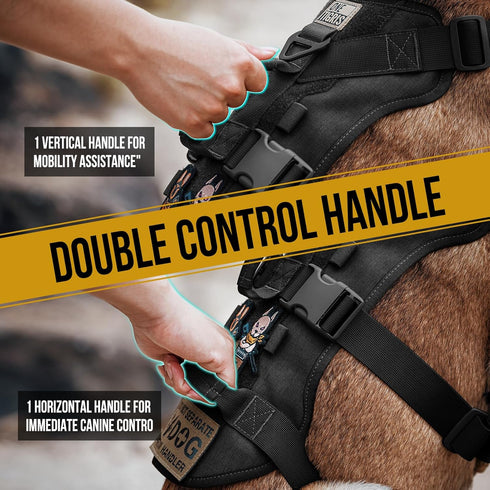 OneTigris Escape Proof Dog Harness, Tactical No Pull Harness for Large Dogs, Multi-Use Support with Handles