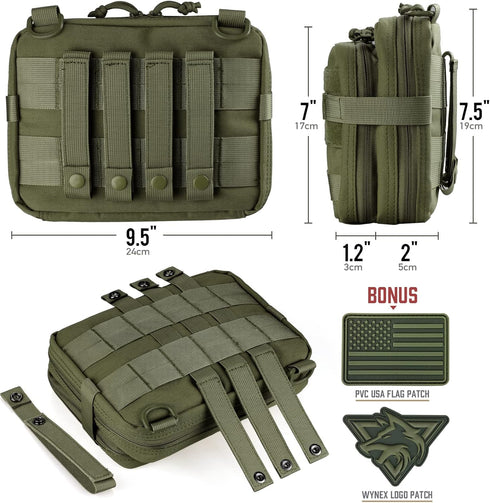 WYNEX Tactical Large Admin Pouch of Double Layer Design, Molle EDC EMT Utility Pouch with Map Sleeve Modular Tool Pouch