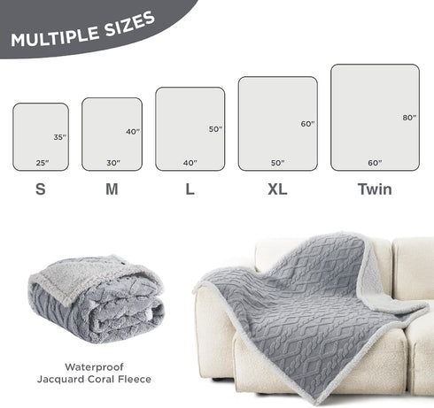 Bedsure Waterproof Dog Blankets for Large Dogs, Washable Pet Blanket for Bed Couch Protector, 60x80, Grey.