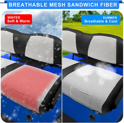 (20000 iLSKW Golf Cart Seat Covers for Club Car DS to Up) Seat Cover OEM Front,Breathable Fabric and Leather Front Seat