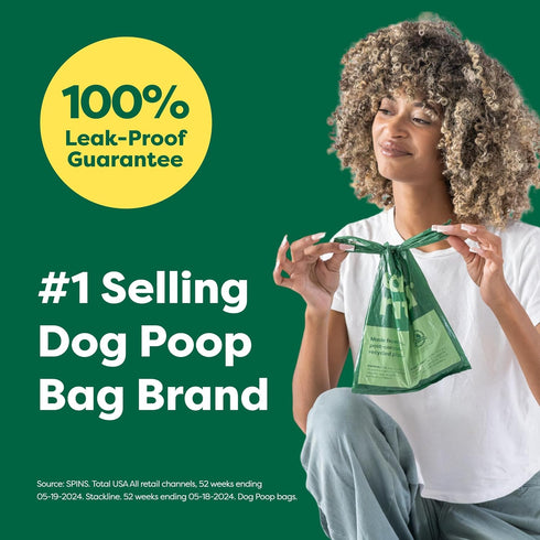 120 Earth Rated Dog Poop Bags with Handles, Extra Wide, Easy Tie and Guaranteed Leakproof, Unscented, Handle Bags