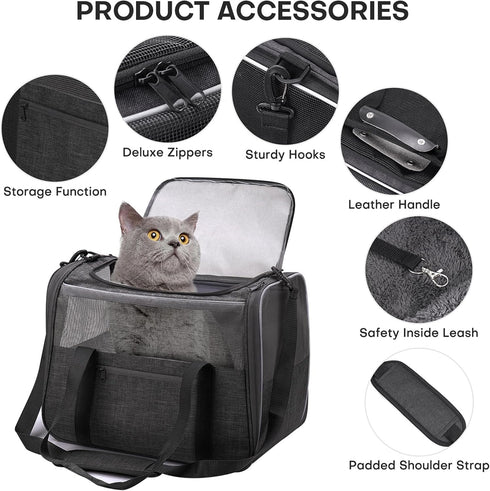 15lbs JUNGYOUN Premium Cat Carrier - Pet Carrier for Cat & Small Dogs up to - Airline Approved Travel Dog Carrier