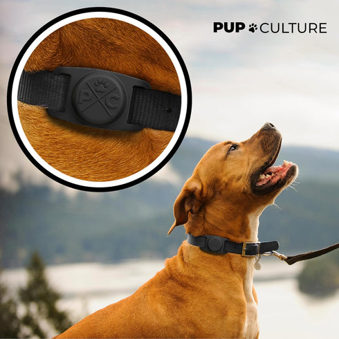 Pup Culture AirTag Dog Collar Holder, Extra-Durable, Lightweight, and Protective AirTag Case for Dog Collar - Track Your Pet Using Apple AirTag Technology - Dog Collar AirTag Holder -For Dogs and Cats