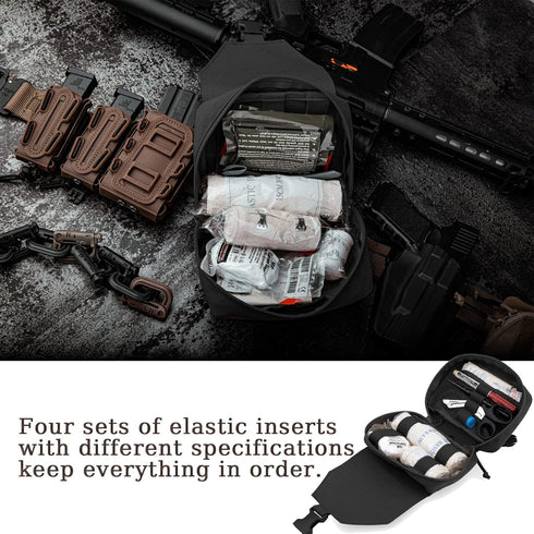 PETAC GEAR Tactical Rip Away Medical Pouch, Tear Off First Aid IFAK Pouch, Molle & Belt Horizontal Emergency Bag