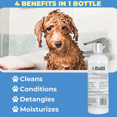 USDA Organic Dog Shampoo, Conditioner & Detangler, Best for Goldendoodles, Poodles, Sensitive Skin, 16OZ Lavender