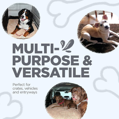 Soggy Doggy Doormat with Bone Design, Microfiber Chenille Indoor Wet Dog Mat for Muddy Paws, Gray/Light Gray