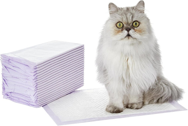 Amazon Basics Unscented Cat Pad Refills for Litter Box, Pack of 20, Purple and White