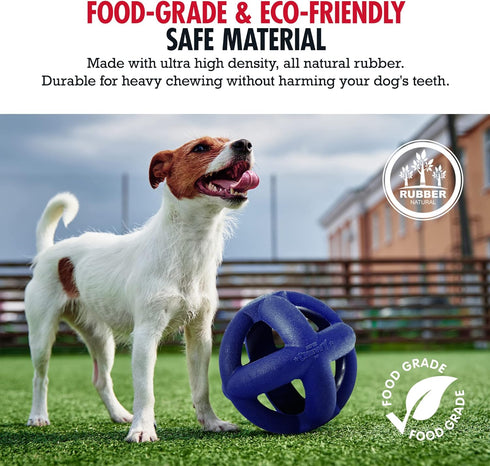 Tuff Pupper SuperChewy Tough Dog Cage Ball Toy, Strong Natural Rubber, Great Fetch Toy for Large Breeds