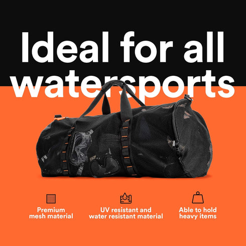 Fitdom 90L Large Mesh Duffle Bag for Scuba Dive or Snorkel Equipment, Ideal for Water Sports & Beach Activities