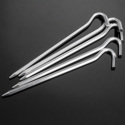 Tent Pegs - Aluminium Tent Stakes with Hook, 7’’ Hexagon Rod Stakes for Camping