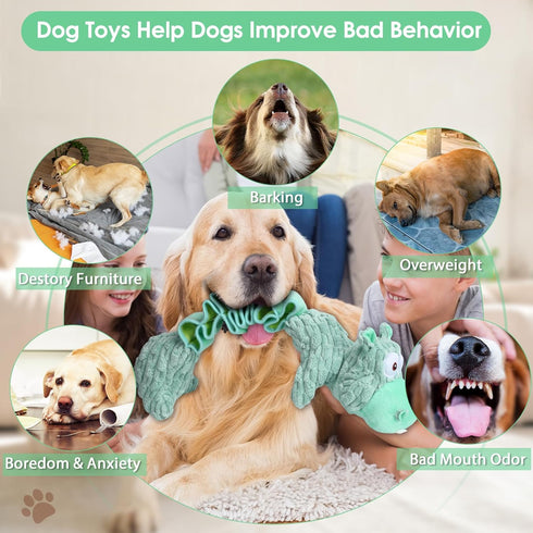Large Interactive Squeaky Dog Toys - Tough Plush Tug-of-War Toy, Cute Chewable Plaything for Small, Medium & Large Dogs