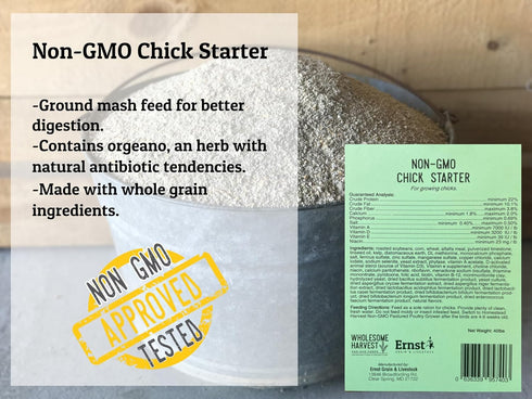 3 22% 10 Lb Chick Starter Feed - Non-GMO Chick Food Starter with Omega and Natural, Herbal Ingredients - Chicken Feed