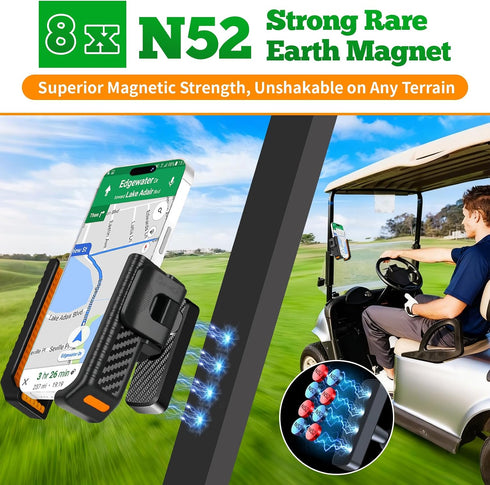 Ckepvo N52 360 4-7", Magnetic Golf Cart Phone Holder Magnets & Rotation,Tool-Free Install for EZGO/Club Car/Yamaha,Fits