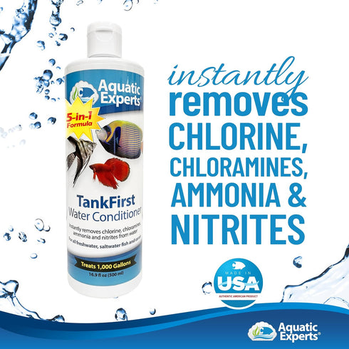 TankFirst Complete Aquarium Water Conditioner - Fish Water Conditioner, Instantly Removes Chlorine, Chloramines, and detoxifies Ammonia from Fish Tank (TankFirst Regular, 500 ml)
