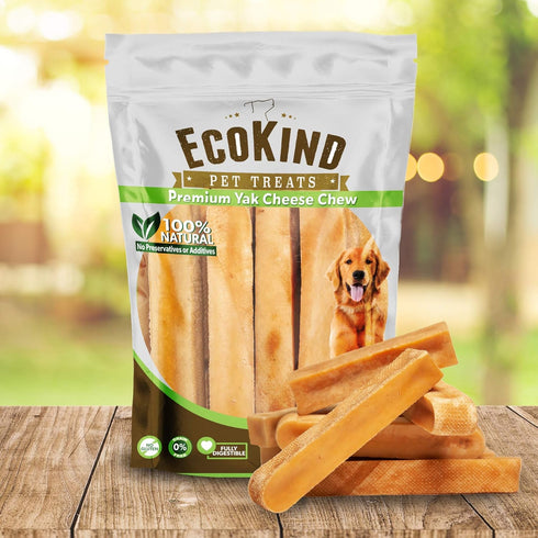 EcoKind Himalayan Yak Cheese Dog Chew, All Natural Premium Dog Treats, Large, 5-Pack - Healthy & Safe for Dogs