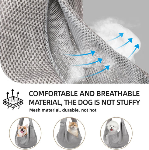 Ultra Breathable Dog Carrier Sling, Reversible Puppy Carrier Purse with Storage Pocket for Small Dogs and Cats (Gray)