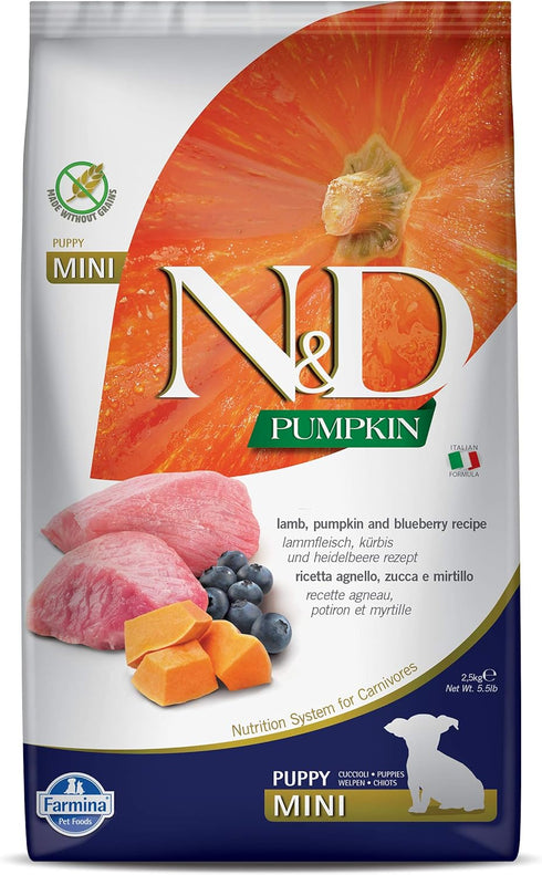 FARMINA Dry Mini Puppy Food, Lamb, Pumpkin & Blueberry Recipe, 5.5 lbs