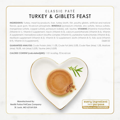 Pack (Pack 24) 3 oz. Fancy Feast Poultry and Beef Feast Classic Pate Collection Grain Free Wet Cat Food Variety