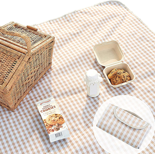ESLA Cute Gingham Picnic Blanket, Waterproof Foldable, in Large 80x60in and Extra