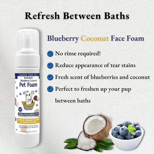 Showseason Blueberry-Coconut Pet Face Foam Cleanser for Dogs and Cats, 8.5 oz | Biodegradable, Non-Toxic, Easy Cleaning
